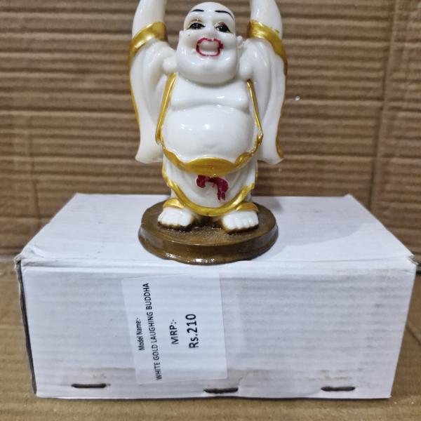 WHITE GOLD LAUGHING BUDDHA